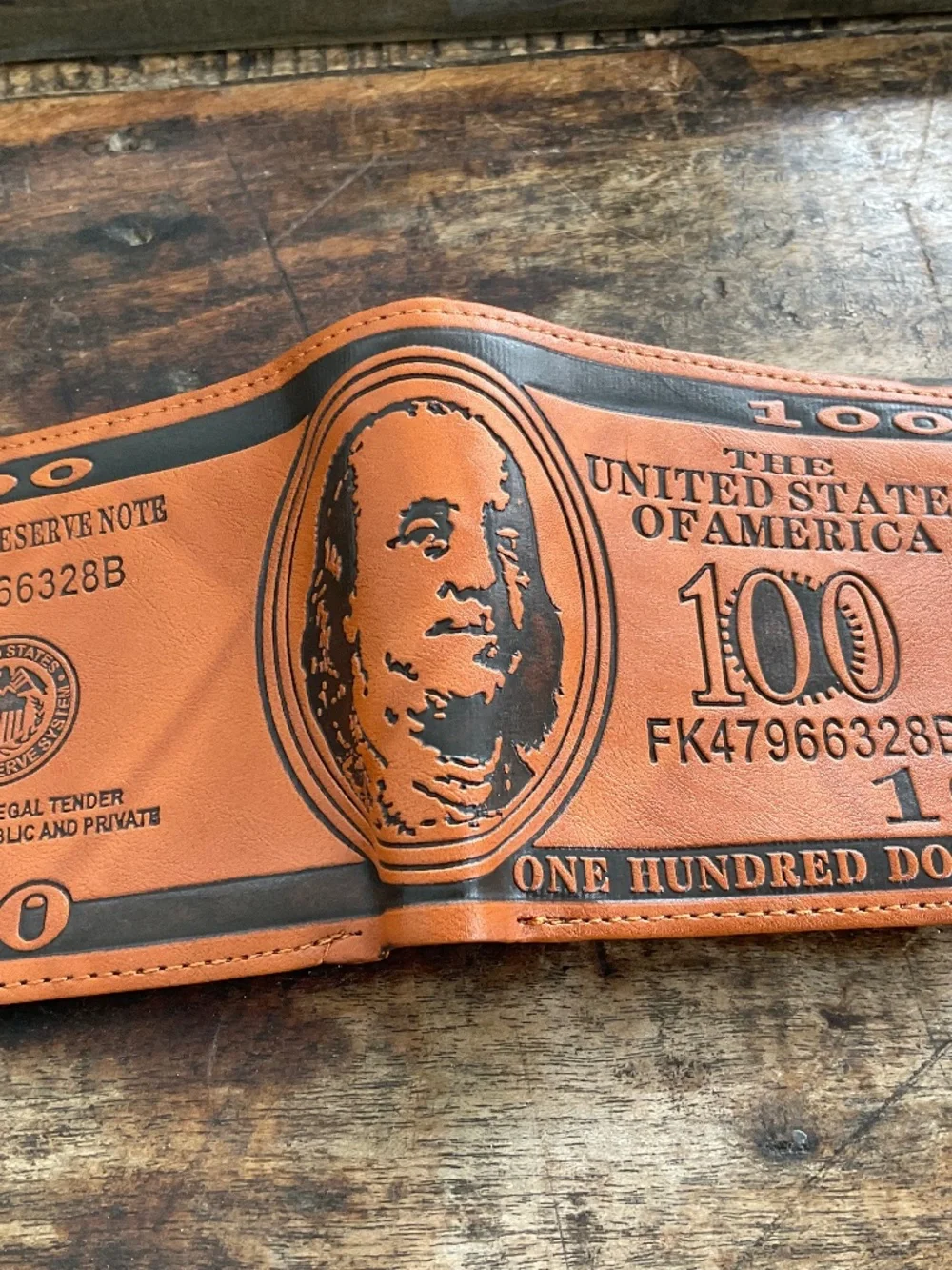 $100 bill new wallet,NWT.Tan.